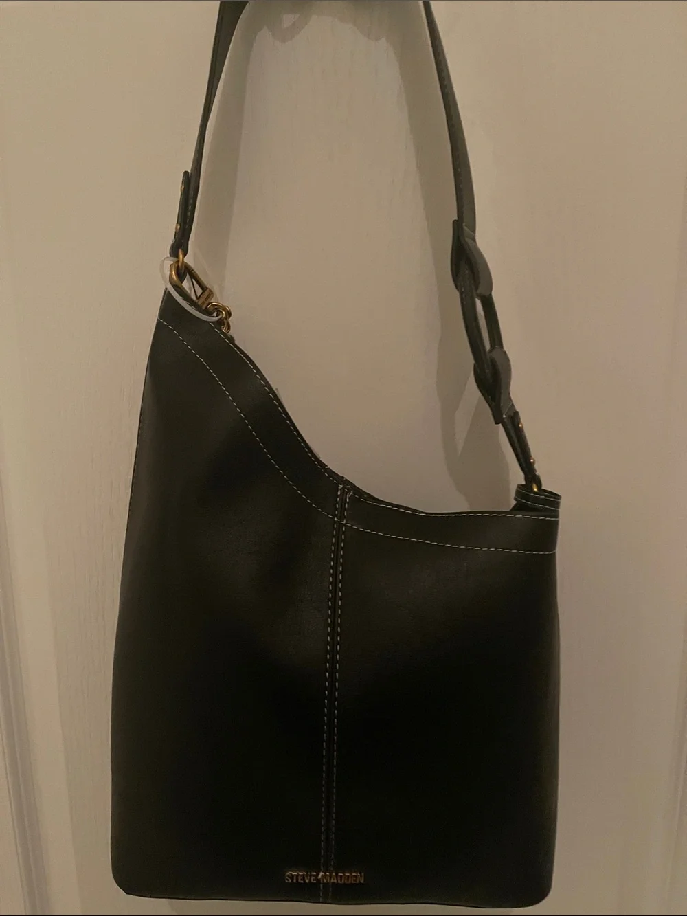 Steve Madden Black Vegan Leather Hobo Bag
